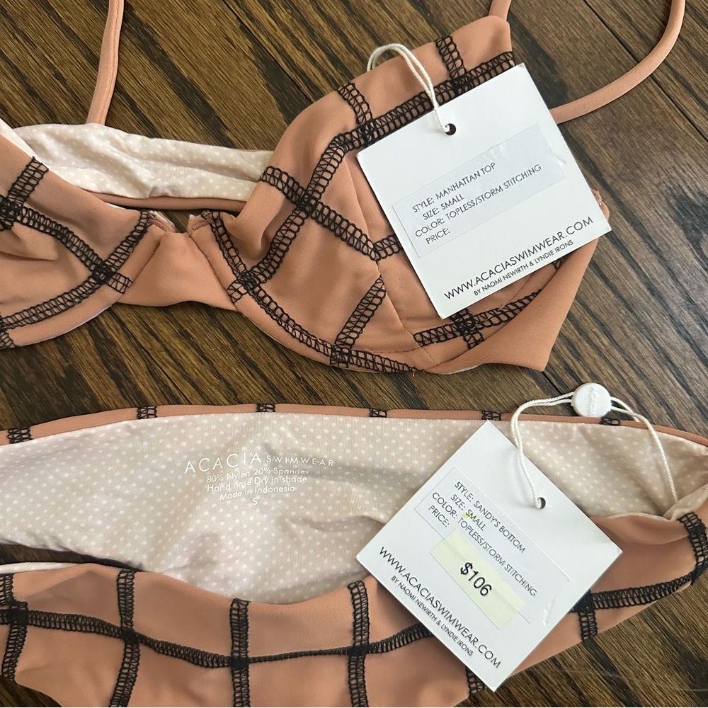 Acacia NEW Manhattan Top Sandy’s bottom size small topless storm stitching - Picture 6 of 10